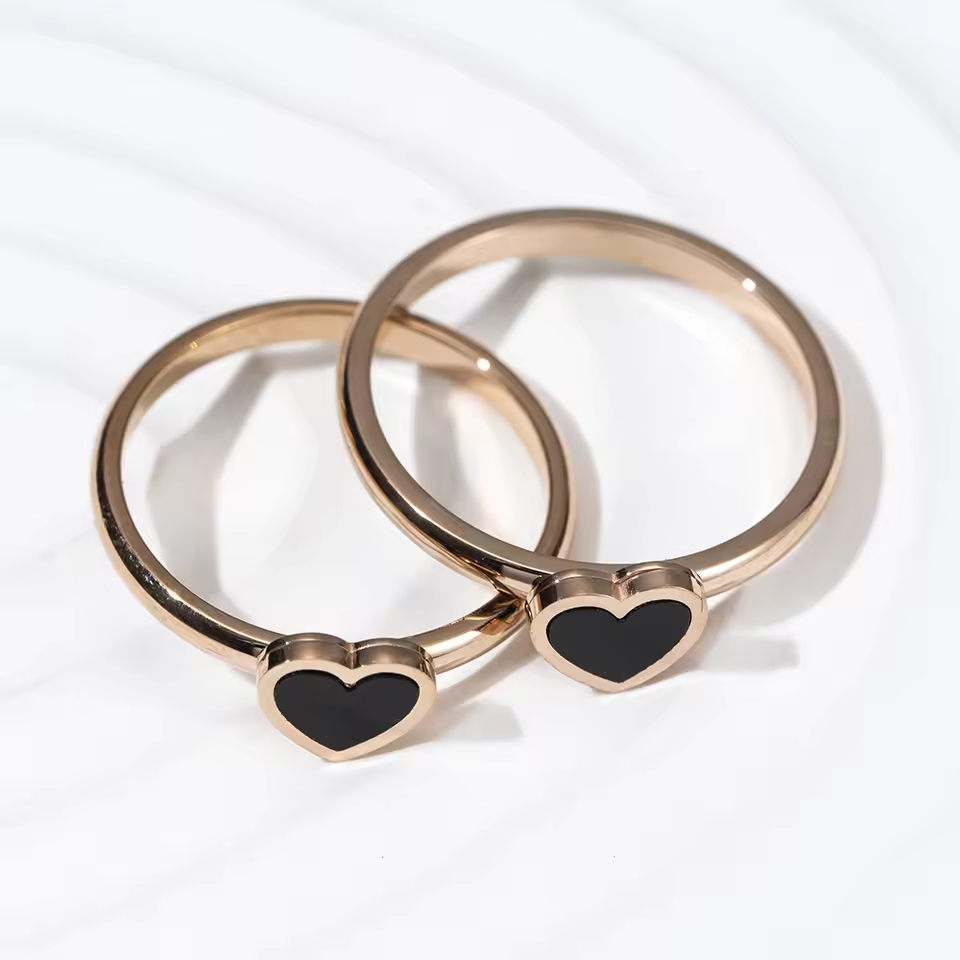 Titanium Steel Rose Gold Heart Ring