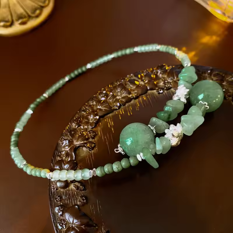 Eastern Style Jade Beaded Necklace