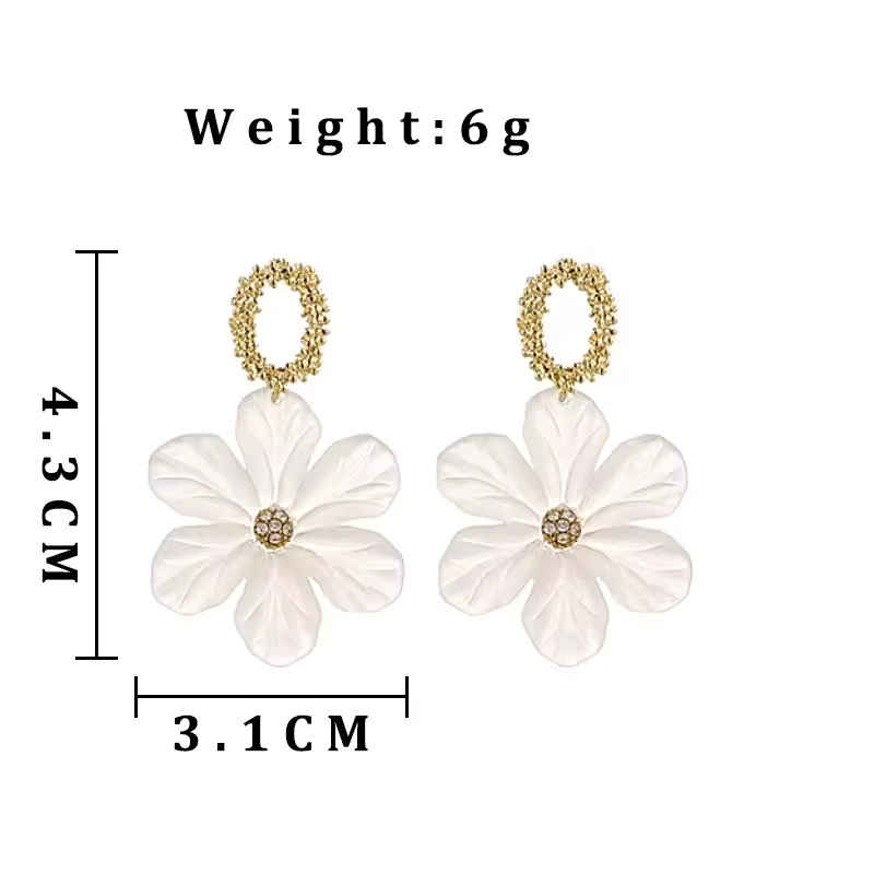 White Flower Dangle Earrings for Women