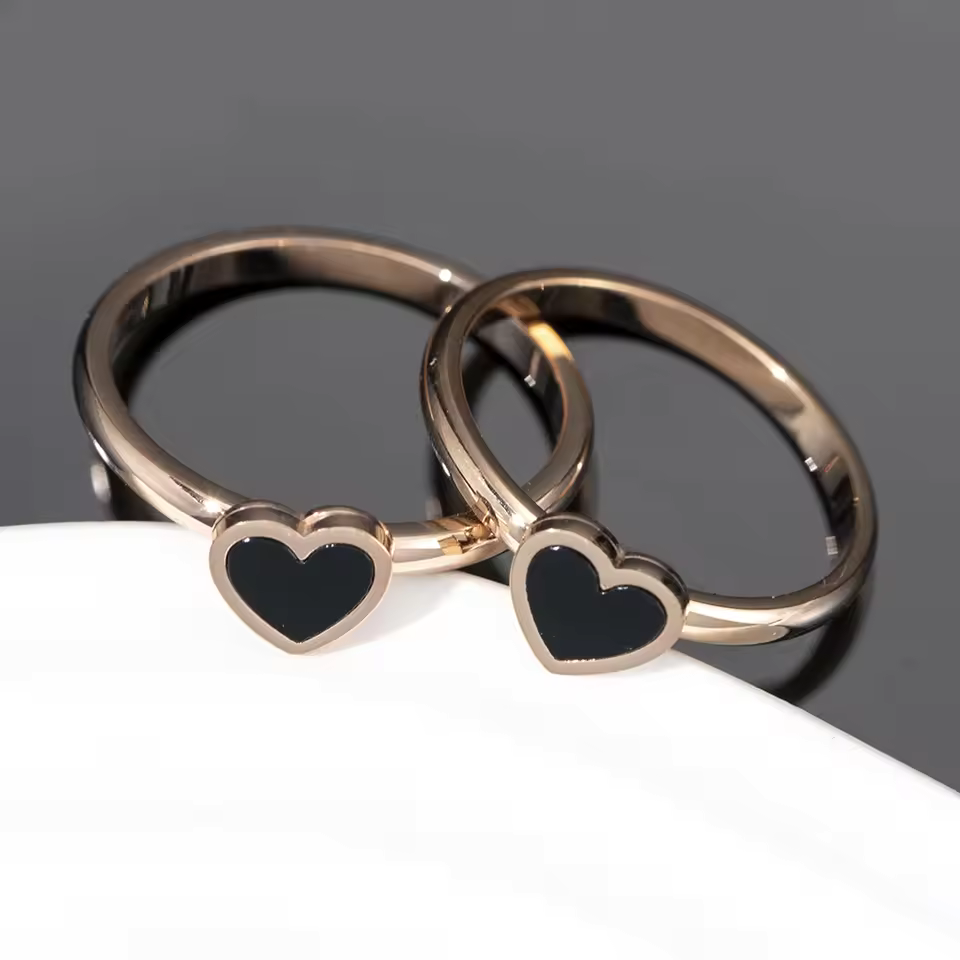 Titanium Steel Rose Gold Heart Ring