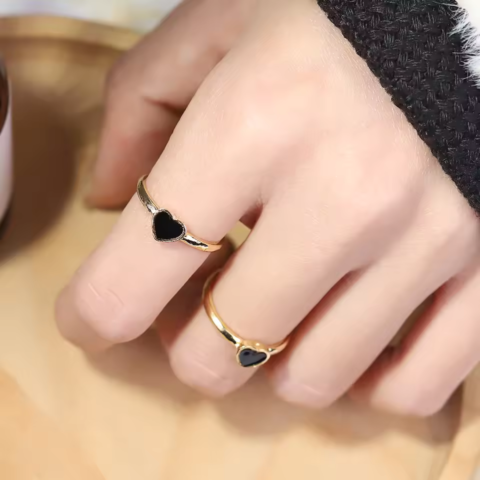 Titanium Steel Rose Gold Heart Ring